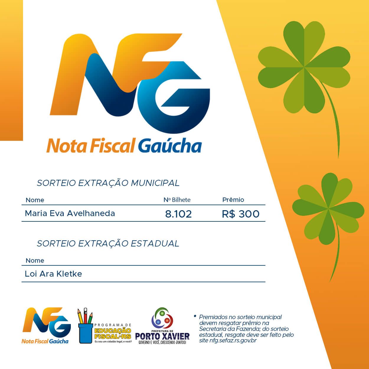 REALIZADO SORTEIO NOTA FISCAL GAÚCHA DO MÊS DE OUTUBRO